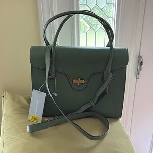 ANTONIO MELANI Green Satchel with Classic Design with Dust bag